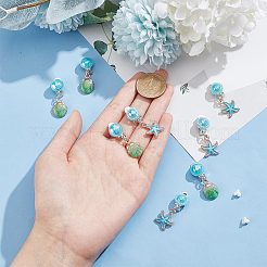 4ペア2スタイルの模造貝エナメルダングルクリップオンイヤリング  プラチナ合金の海をテーマにした女性用ジュエリー  ヒトデ  37~40.5mm  1ペア/スタイル&nbsp;EJEW-AR0001-09B