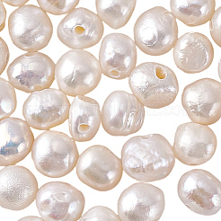 天然養殖淡水真珠ビーズ60個  研磨両側  貝殻色  7~8mm  穴：1.6mm&nbsp;PEAR-PA0001-03
