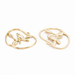 ラックメッキ合金ペンダント  カドミウムフリー＆鉛フリー  鳥とりんご  ライトゴールド  28x34x3mm  穴：1.8mm&nbsp;PALLOY-Q443-003-RS