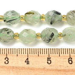 天然石プレナイトビーズ連売り  多面カット  オーバル  シードビーズで  8~9x6~8mm  穴：1~1.2mm  約36~38個/連  14.96~15.35インチ（38~39cm）&nbsp;G-N342-43