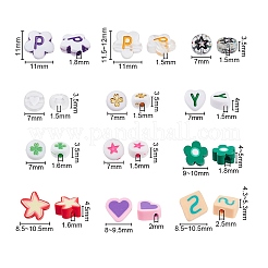 DIYジュエリー作成キット  フラワー＆フラットラウンド＆ハートアクリルビーズを含む  花と星とハートと正方形の手作りポリマー粘土ビーズ  結晶弾性糸  ミックスカラー  ビーズ：520個/セット&nbsp;DIY-YW0003-97