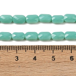 オペークガラスビーズ連売り  長方形  多面カット  アクアマリン  7x4.5x3.5mm  穴：0.9mm  約79~80個/連  21.65''~22.24''（55~56.5センチメートル）&nbsp;GLAA-Z018-D21