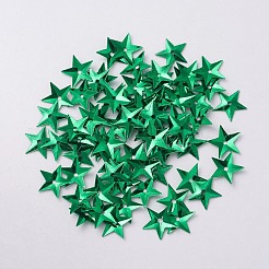オーナメントアクセサリープラスチック製スパンコール/スパンコールビーズ  スター  グリーン  10x10x0.8mm  穴：1mm&nbsp;PVC-E001-05-YD03