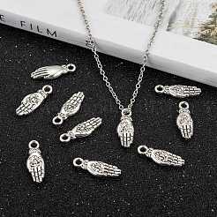 チベット風の蓮の花の合金ペンダント  アンティークシルバー  18x7x2.4mm  穴：2mm&nbsp;KK-P015-03AS-1