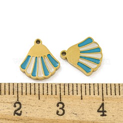 316サージカルステンレススチールエナメルチャーム  ファンチャーム  ゴールドカラー  ディープスカイブルー  11x10x1.5mm  穴：1.2mm&nbsp;STAS-M073-21A-02G
