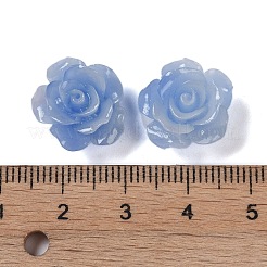 合成サンゴ3Dフラワーローズビーズ  染め  コーンフラワーブルー  14x8mm  穴：1~1.4mm&nbsp;X-CORA-A005-14mm-28