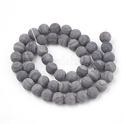 天然の黒木レースストーン木製ジャスパービーズ連売り  艶消し  ラウンド  8mm  穴：1mm  約47個/連  15.5インチ&nbsp;G-T106-013