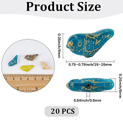 20PCSガラスビーズ  モッキンバード  ゴールドライン入り  ミックスカラー  9x19~20x6mm  穴：0.9mm&nbsp;LAMP-PA0001-64