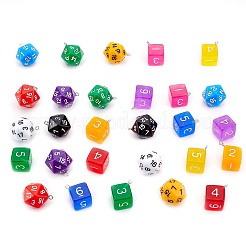 28個2スタイルアクリルパーツ  鉄のパーツと  サイコロ  ミックスカラー  27.5~28x20~21x16~20mm  穴：2mm  14個/スタイル&nbsp;OACR-PH0001-83