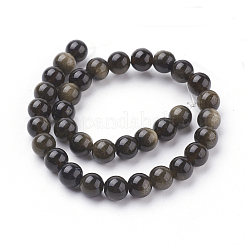 天然石ゴールデンシーンオブシディアンビーズ連売り  ラウンド  6mm  穴：1mm  31個/連  8インチ&nbsp;G-C076-6mm-5