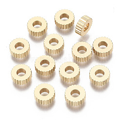 真鍮ビーズ  ニッケルフリー  18KGP本金メッキ  タイヤ/フラットラウンド  6.5x2mm  穴：3mm&nbsp;X-KK-Q735-130G