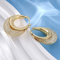 真鍮クリアキュービックジルコニアフープピアス  鉛フリー＆カドミウムフリー  長持ちメッキ  ラックめっき  18KGP本金メッキ  28x7.5x22mm&nbsp;EJEW-R025-36G