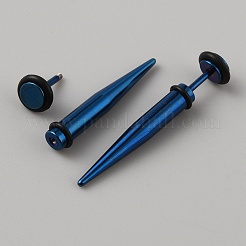 ステンレス鋼の耳のテーパーストレッチャ  女性男性用コーンゲージイヤリング  ブルー  36.5x7mm&nbsp;EJEW-WH0014-31A-BL
