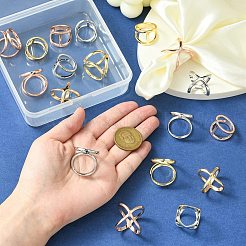 18個 9スタイル 合金スカーフリングバックル 女性 女の子用  ミックスカラー  18~25x21.5~27.5x21.5~24.5mm  2個/スタイル&nbsp;AJEW-CJ0001-36