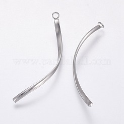 変色しない304ステンレススチールペンダント  ツイスト  ステンレス鋼色  40x2x1mm  穴：2mm&nbsp;X-STAS-F230-04P