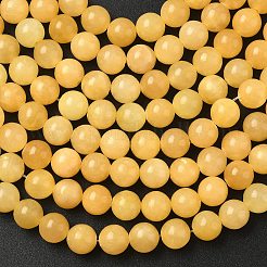 天然のイエロージェイドビーズ連売り  ラウンド  8mm  穴：1mm  約24個/連  7.75インチ&nbsp;G-K121-02-8mm