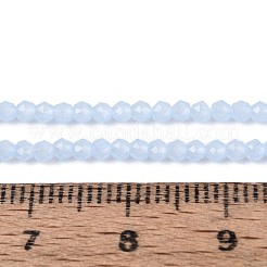 ジェイド風ガラスビーズ連売り  ラウンド  多面カット  ライトスチールブルー  2x2mm  穴：0.6~0.8mm  約173~182個/連  13.58~14.37''（34.5~36.5センチメートル）&nbsp;GLAA-T028-2mm-11F
