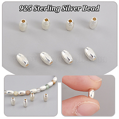 スターリングシルバービーズ30個925個  ライス  銀  5.5x3mm  穴：1mm&nbsp;STER-PH0001-79