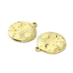 304ステンレスペンダント  サン＆ムーンとフラットラウンド  14KGP本金メッキ  23.5x21x2mm  穴：2mm&nbsp;STAS-L269-004G