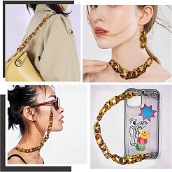 80個5スタイル透明アクリルリンキングリング  クイックリンクコネクター  模造ヒョウの皮  カーブチェーン製造用  ねじれと楕円形  ゴールド  20.5~36x11~21x3~6mm  内径：13.5~24x4~8.5mm  16個/スタイル&nbsp;OACR-FS0002-74