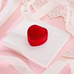 ハート型のベルベットリングボックス  結婚指輪用のジュエリー収納ケース  レッド  4.8x4.8x3.5cm&nbsp;VBOX-TADJ0001-01
