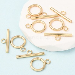 304ステンレススチールリングトグル留め金  24KGP本金メッキ  リング：19x14x2mm  穴：3mm  バー：24.5x7x2.5mm  穴：3mm&nbsp;X-STAS-Q179-01G