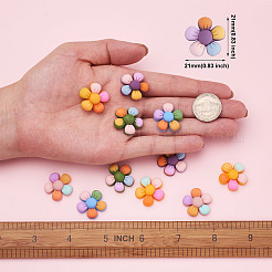 60本5色樹脂カボション  DIYアクセサリー  カラフルな花  ミックスカラー  21x7mm  12個/カラー&nbsp;RESI-BY0001-03