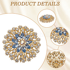 バックパックの服用の花の合金ラインストーンブローチ  アクアマリン  56mm&nbsp;JEWB-WH20011-02C
