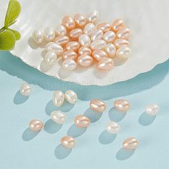 40 個 2 色の天然養殖淡水パールビーズ  片穴  ライス  ミックスカラー  7~8x5.5~6mm  穴：0.8mm  20個/カラー&nbsp;PEAR-NB0001-92A