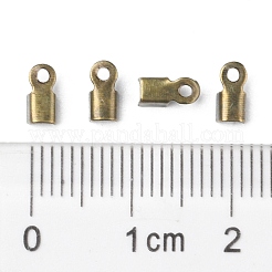 アイアン製折りたたみ式カシメエンドパーツ  圧着コードの端を折ります  ニッケルフリー  アンティークブロンズカラー  約3 mm幅  長さ6mm  穴：1mm  約344個/10g&nbsp;X-E029-NFAB