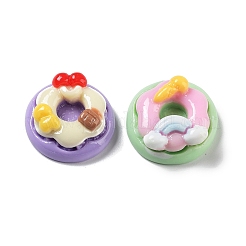 不透明樹脂模造食品デコデンカボション  ドーナツ  ミックスカラー  19.5x8mm&nbsp;RESI-G084-05