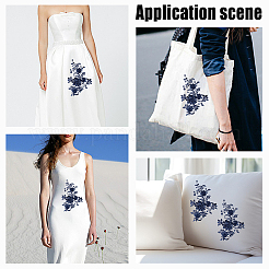 ポリエステルレース刺繍縫製繊維2個  DIYアクセサリー  花  ミッドナイトブルー  340x220x1~8.5mm&nbsp;DIY-HY0001-45C