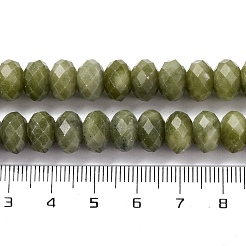 天然な中国のヒスイのビーズ連売り  多面カット  ロンデル  9.5~10x6~6.5mm  穴：1mm  約59~60個/連  14.96インチ（38cm）&nbsp;G-K380-A35-02