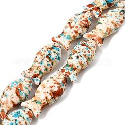 染め合成ターコイズビーズ連売り  魚  砂茶色  24x12x7mm  穴：1~1.2mm  約17個/連  14.96''（38センチメートル）&nbsp;GG-CBAAE19-08A