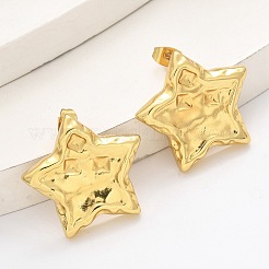 女性用304ステンレススチールスタッドピアス  イオンプレーティング（ip）  スター  18KGP本金メッキ  26x27.5mm&nbsp;EJEW-U047-12G