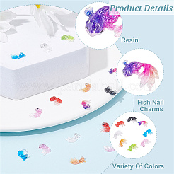 200個 8色 3D魚樹脂カボション  ネイルアートの装飾の付属品  ミックスカラー  10.5x7.5~8x3mm  25個/カラー&nbsp;MRMJ-CP0001-05