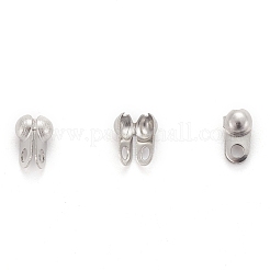 変色しにくい304ステンレススチールボールチープ  カロット終了  クラムシェルノットカバー  ステンレス鋼色  5x2.5mm  穴：1mm  内径：2mm&nbsp;X-STAS-R063-20