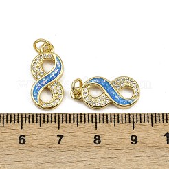 真鍮マイクロパヴェキュービックジルコニアエナメルペンダント  丸カン付き  無限チャーム  18KGP本金メッキ  19x9x2.5mm  穴：3.5mm&nbsp;KK-L249-01G