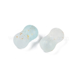 グラデーションカラー透明アクリルビーズ  金色の箔付き  ピーナッツ  淡いターコイズ  5.5x11.5x6.5mm  穴：1.8mm  約：40個/ 10 G&nbsp;X1-OACR-M023-02I