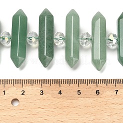 天然グリーンアベンチュリンダブルエンドポイントビーズ連売り  ガラスビーズ  ファセット弾丸  31~33x7~9x7~9mm  穴：1mm  約26~27個/連  15.16~15.75''（38.5~40センチメートル）&nbsp;G-H069-B14-01