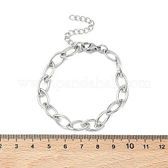 女性用304ステンレススチールリンクチェーンブレスレット  馬の目  ステンレス鋼色  7.17インチ（18.2cm）&nbsp;BJEW-B169-01P