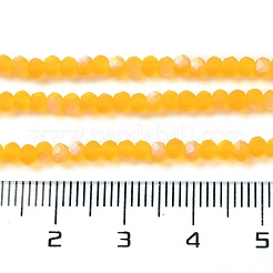 ジェイド風ガラスビーズ連売り  半分ABカラーメッキ  多面カット  艶消し  ロンデル  オレンジ  2.9~3.3x2mm  穴：0.7mm  約135~140個/連  32~34cm&nbsp;EGLA-A034-T2mm-MB05