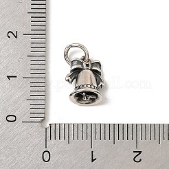 スターリングシルバーの蝶結びベルチャーム925個  丸カンとスタンプ925個付き  アンティークシルバー  11x9x7.5mm  穴：3.5mm&nbsp;STER-K184-02AS