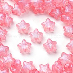 明るい透明なアクリルビーズ  キラキラビーズ  暗闇で光る  スター  桃パフ  10x11x6mm  穴：2mm&nbsp;MACR-D024-24E