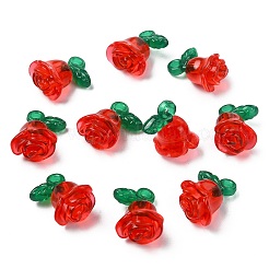 透明なアクリルパーツ  花  レッド  19.5x15.5x12.5mm  穴：2.5mm&nbsp;MACR-CJC0004-44