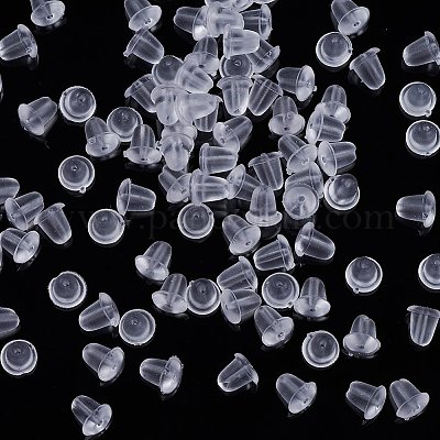 プラスチック製ピアスキャッチ  ピアスバックキャッチ  透明  4x4mm  穴：1mm  約500個/箱&nbsp;FIND-YW0001-08-1