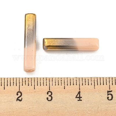 電気メッキガラスビーズ  多面カット  長方形  桃パフ  19.5~20x4x4mm  穴：1mm&nbsp;LS-GLAA-D024-02C-1