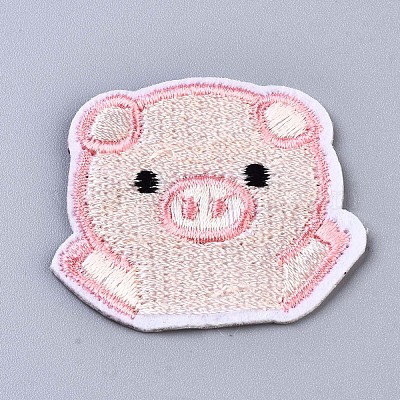 豚のアップリケ 機械刺繍布地手縫い/アイロンワッペン マスクと衣装の 