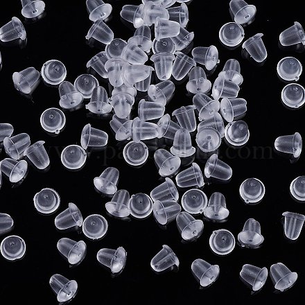 プラスチック製ピアスキャッチ ピアスバックキャッチ 透明 4x4mm 穴:1mm 約500個/箱 FIND-YW0001-08-1