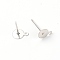 Iron Stud Earring Settings, with Loop, Flat Round, Platinum, 12x8x6mm, Hole: 0.8mm, Pin: 0.5mm